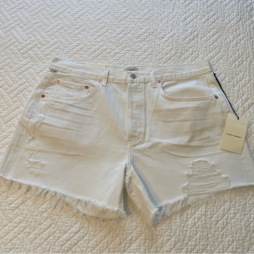 Citizens Of Humanity // Annabelle Long // White // Distressed Denim Shorts